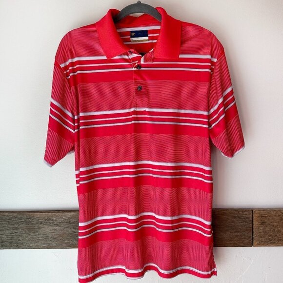 Jack Nicklaus Golf Shirt Mens Red Striped  Size L‎ Like NEW - Picture 1 of 6